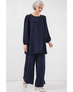 Bigdart Tunika & Weitbeinige Hose Zwei-Teiler Set - Blau