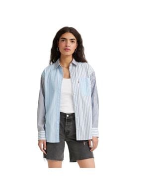 Levi's "Nola" Hemd Für Damen, Premium-Baumwolle, Übergroß Gestreift) - Blau