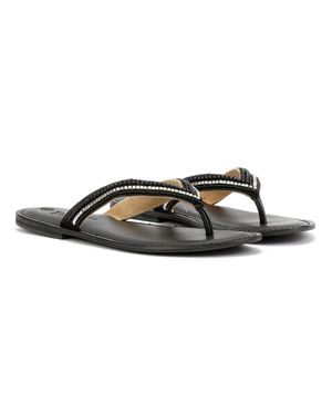 TOWER London Tower Footwear Metallic Bead Thong Damen Schwarze Sandalen - Braun
