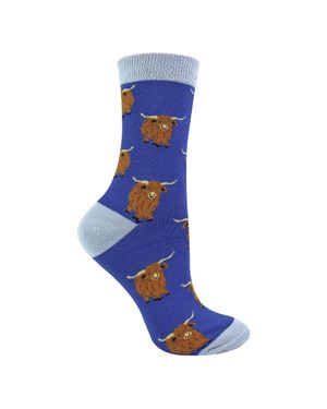 Miss Sparrow Damen Highland-Rinder Socken - Blau