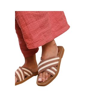 Where's That From Damen Flipflops "Arizona" Mit Streifen (Mokka/ - Pink