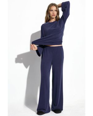 Busem Elastische Bund Gerade Geschnittene Modal-Hose - Blau