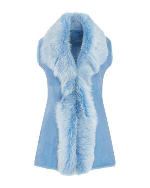 Infinity Leather Damen Blaue Toscana Schaffell Lange Weste-Sorocaba