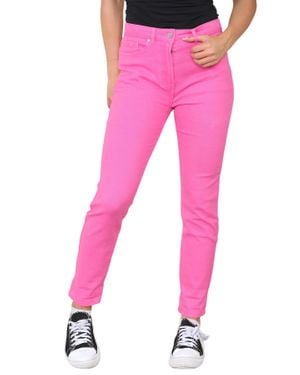 M&CO. Damen-Mom-Jeans Mit Hohem Bund Und Schmal Zulaufendem, Geradem Bein - Pink
