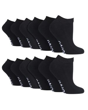 IOMI 12 Paar Multipack Diabetiker-Trainersocken Für Geschwollene Füße & Knöchel - Schwarz