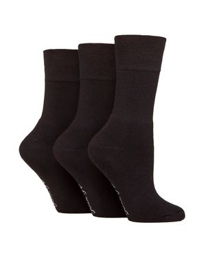 Gentle Grip 3Er Pack Damen Bambus Socken Weich Atmungsaktiv Gepolsterte Crew Socken - Schwarz