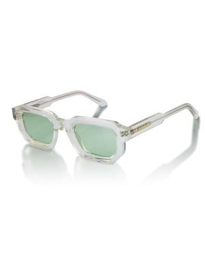 Infinity Leather De-Gamme Klare, Geometrische, Rechteckige, Polarisierte Sonnenbrille – Malta - Grün