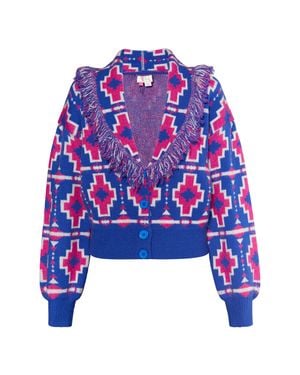 IZIA Strickjacke Damen Blau Weiss