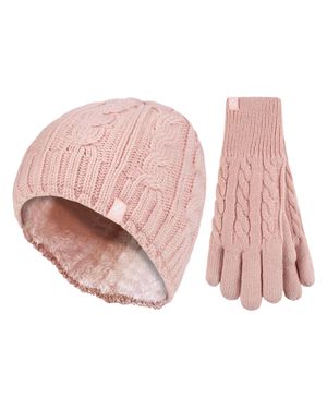 Heat Holders Damen Fleecegefüttertes Thermomützen- Und Handschuhset Für Den Winter - Pink
