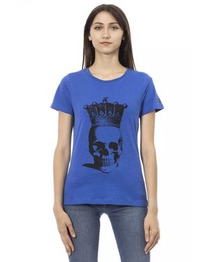 TRUSSARDI ACTION Kronen-Schädel T-Shirt Mit Kurzen Ärmeln - Blau