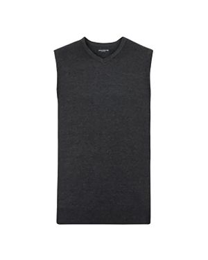 Russell Russell Collection Herren V-Ausschnitt Ärmellos Gestrickt Pullover Top Pullover (Charcoal Marl) - Schwarz