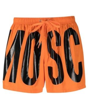 Moschino Kurze Badeshorts Mit Logo-Aufdruck Der Marke - Orange
