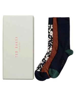 Ted Baker Herren Crew Socken 3Er-Pack Geschenkset - Blau
