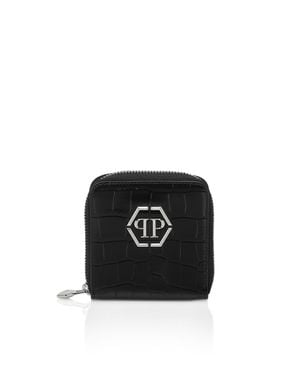 Philipp Plein Mid-Zip Brieftasche - Schwarz