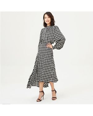 S&J Weekends Bluse Mit Hahnentrittmuster - Weiß