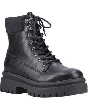 Rocket Dog Danie Kunstleder Damen Schwarze Stiefeletten Mit Absatz Bis Zur Mitte Der Wade