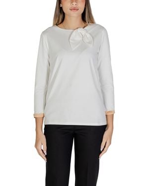 Alviero Martini 1A Classe Alviero Martini Prima Classe Damen Weisse Strickbluse Mit Armeln Mit Map Print - Weiß