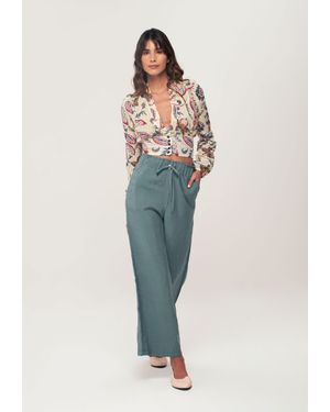 Herita Elastische High-Waist-Hose Mit Weitem Bein - Weiß