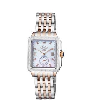 Gv2 Damen Bari Schweizer Quarz Perlmutt Zifferblatt Diamanten Zwei-Ton Rose & Edelstahl Uhr - Mettallic