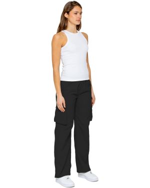 Enzo Damen Fallschirm Cargo-Hosen - Schwarz