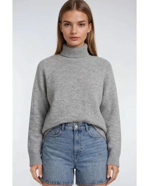 MixRay Strick-Halbkragenpullover - Grau
