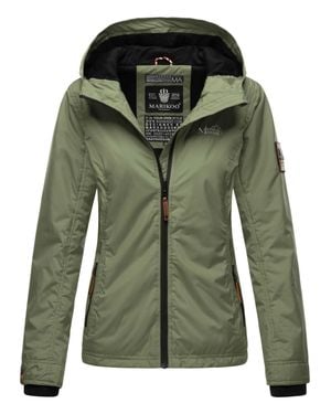 Marikoo Damen Übergangsjacke – Brombeere, Leicht Mit Kapuze & Kragen - Grün