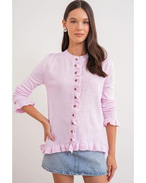 MixRay Rüschengestrickter Cardigan - Pink