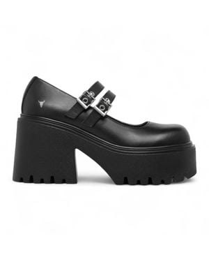 Windsor Smith Windsorsmith Damen Mary-Jane-Schuhe Aus Schwarzem Leder Mit Dicker Plateausohle