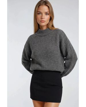 MixRay Lässiger Schnitt Rundhals Dickstrickpullover - Grau