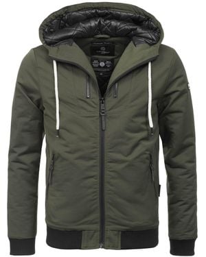 Navahoo Herren Jacke B623 – Stylische Übergangsjacke Mit Fleece-Taschen & Wasserabweisendem Material - Grün