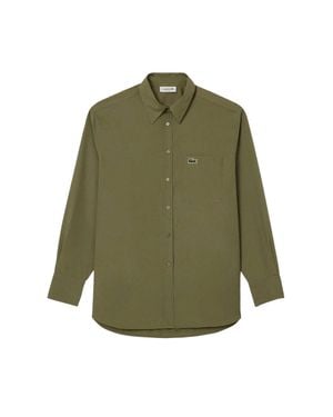 Lacoste Hemd Für Damen, Baumwoll-Popelin, Übergroß (Khakigrün)