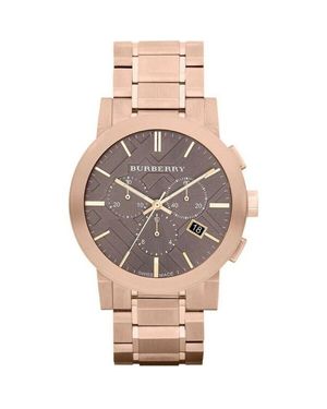Burberry Bu9353 Taupe Chronograph Zifferblatt Rose Plattiert Stahl Herrenuhr - Pink