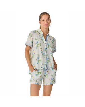 J&j Brothers Damen Sommerpyjama Kurzarmshirt Jjb17 - Blau