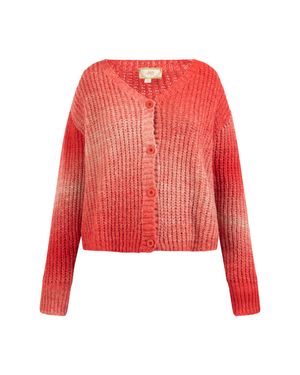 myMo Strickjacke Damen Rosa Mehrfarbig - Rot