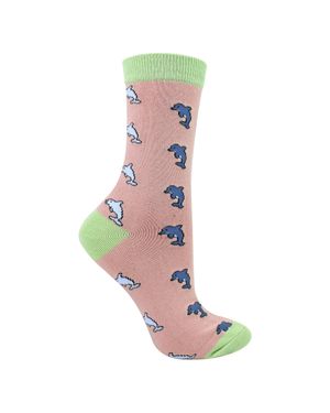 Miss Sparrow Damen-Delfine Muster-Bambus-Socken - Braun