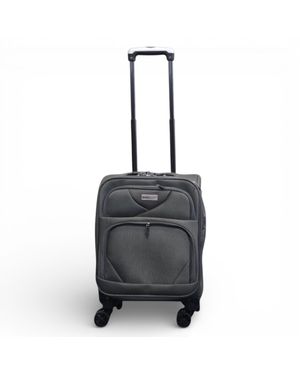 Infinity Leather Softshell, Leichter Grauer Nylon-Reisekoffer Mit Vier Rädern, Urlaubskoffer Unter Dem Sitz - Schwarz