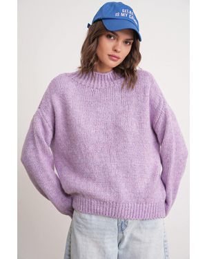 MixRay Lässiger Schnitt Rundhals Dickstrickpullover - Lila