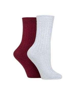 Wildfeet 2Er-Pack Damen Kaschmirwoll-Schlafsocken - Rot