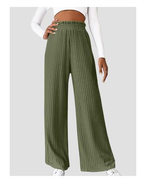 Everyday the Label Damen Rippstrick-Hose Mit Hohem Bund - Grün