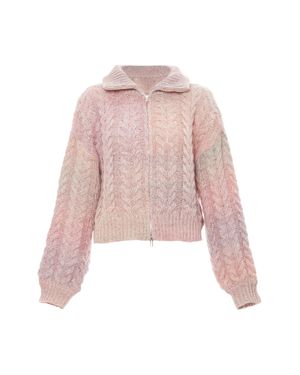 myMo Strickjacke Damen Gelb - Pink