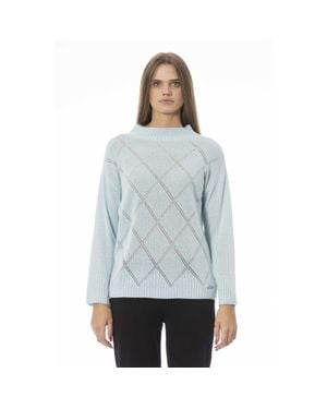 Baldinini Blauer wollpullover mit rippdetails