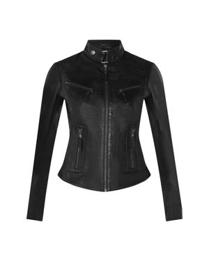 Infinity Leather Schwarze Slim-Fit-Bikerjacke Aus Leder Für Damen – Maldon