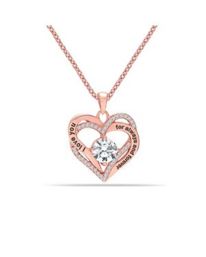 Bibei Damen Doppelherz Halskette Aus Roségold Mit Zirkonia „Ich Liebe Dich“ Sterlingsilber 925 Bicll034 - Mettallic