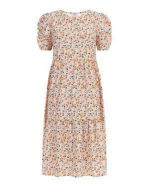 myMo Midi-Kurzarmkleid Damen Mehrfarbig - Natur