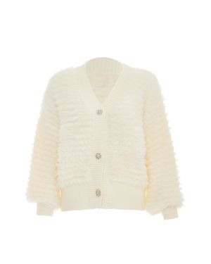 faina Strickjacke Damen Wollweiß