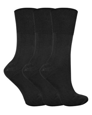 Sock Snob 3 Paar Damen Anti Geruch Lose Breite Top Nicht Elastische Bambus Socken - Schwarz