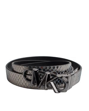 Michael Kors Damen Wende-Metall-Leder Dünner Gürtel 558992 - Schwarz