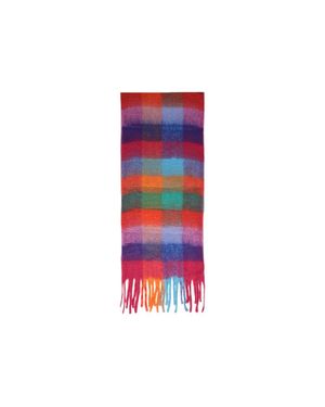 Pieces Regenbogen-Karierte Schal Pi15731500125Ro - Rot
