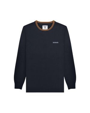 Lambretta Herren Tipped Strickpullover (Eisen/Schwarz) - Blau