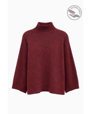 MixRay Übergroßer Gerippter Rollkragenpullover - Rot